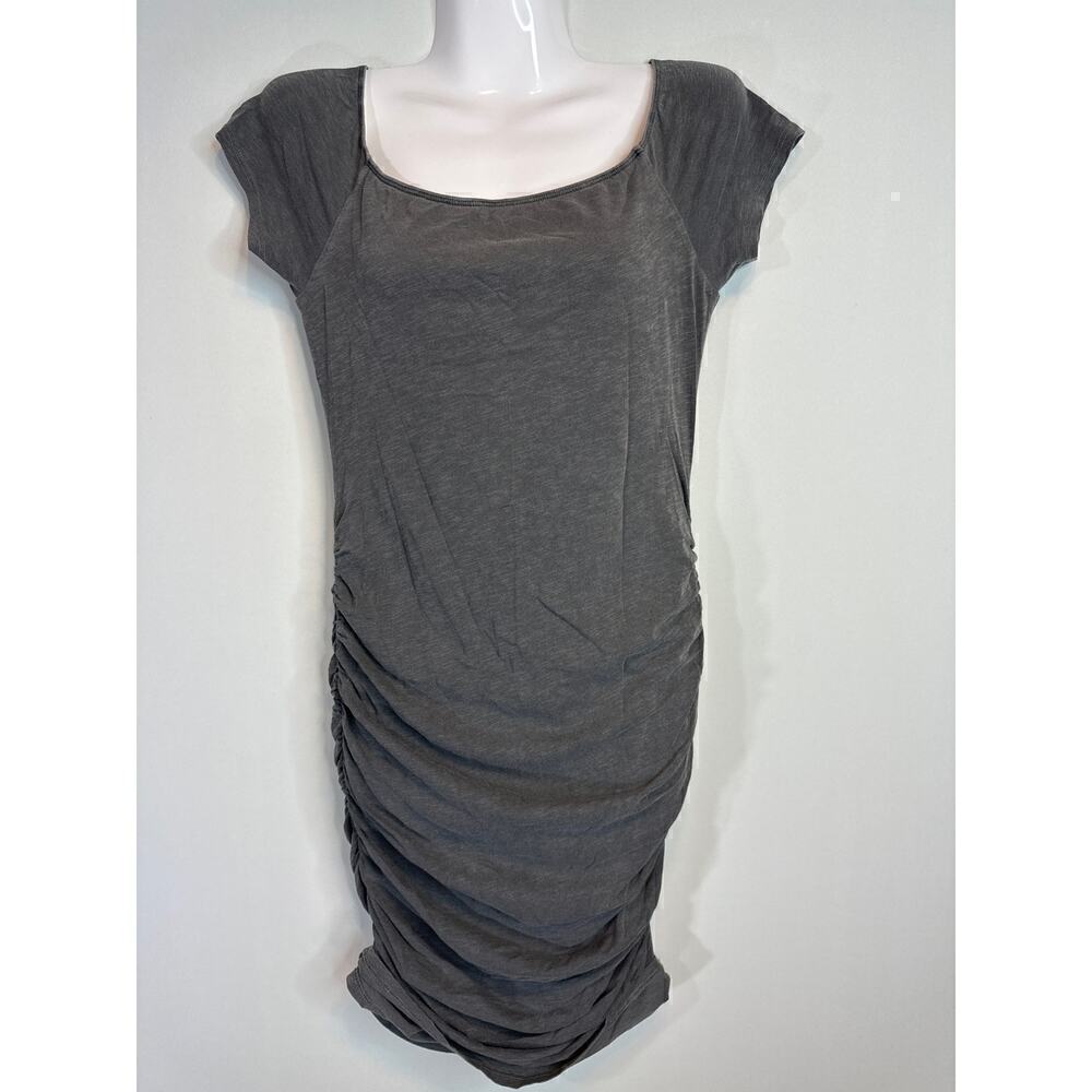 Sundry Gray Cotton Blend‎ Short Raglan Sleeve Ruched Side Dress Size 2